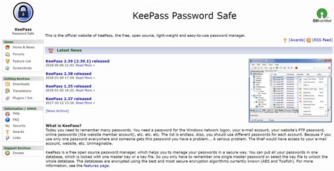 KeePass Password Safe 公式ＨＰ
